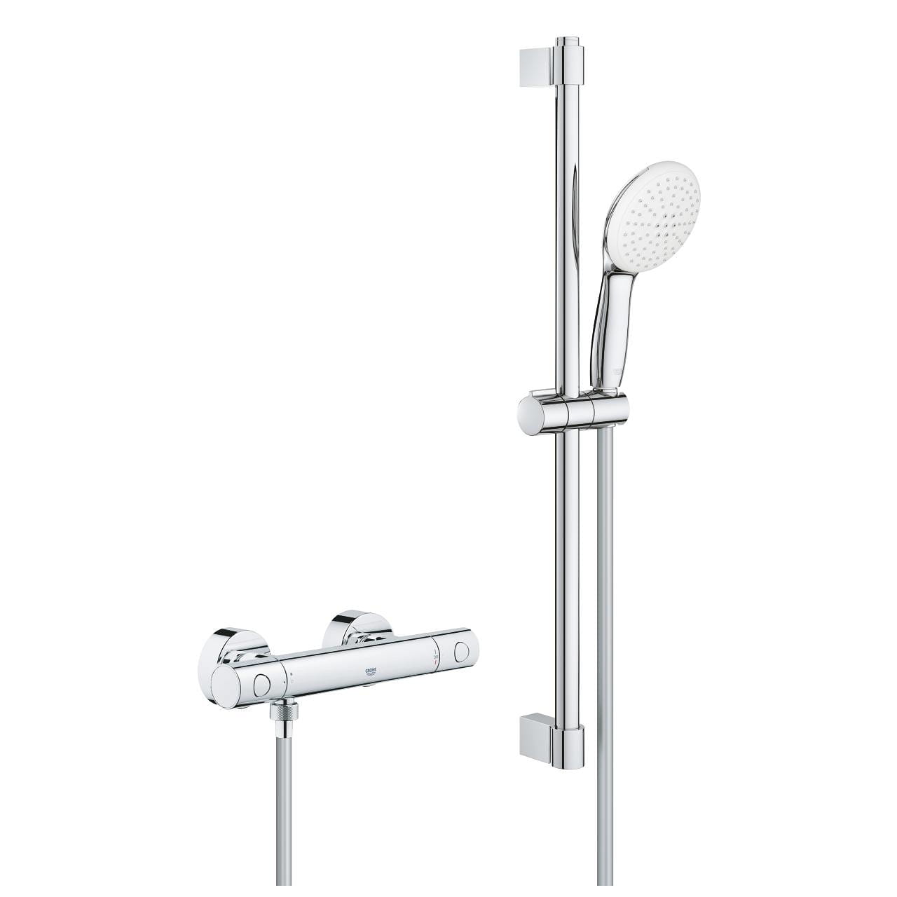 GROHE GROHTHERM 800 COSMOPOLITAN sprchový set s termostatickou batériou, ručná sprcha s 2 prúdmi, tyč, hadica, Water Saving, chróm