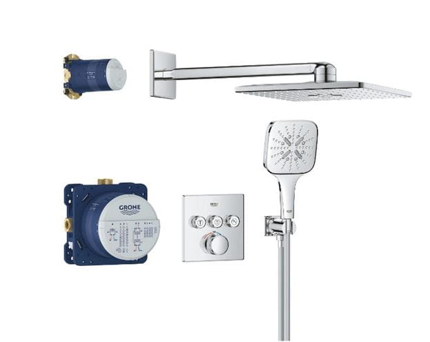 GROHE GROHTHERM SMARTCONTROL sprchový set s podomietkovou termostatickou batériou, horná sprcha, ručná sprcha s 3 prúdmi, hadica, držiak, Water Saving, chróm 34864000 Obrázek - Hlavní obrázek