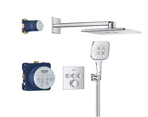 GROHE GROHTHERM SMARTCONTROL sprchový set s podomietkovou termostatickou batériou, horná sprcha, ručná sprcha s 3 prúdmi, hadica, držiak, Water Saving, chróm