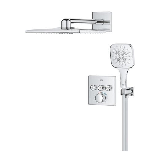 GROHE GROHTHERM SMARTCONTROL sprchový set s podomietkovou termostatickou batériou, horná sprcha, ručná sprcha s 3 prúdmi, hadica, držiak, Water Saving, chróm 34864000 Obrázek - fotka