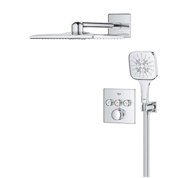 GROHE GROHTHERM SMARTCONTROL sprchový set s podomietkovou termostatickou batériou, horná sprcha, ručná sprcha s 3 prúdmi, hadica, držiak, Water Saving, chróm 34864000 Obrázek - fotka