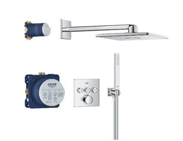 GROHE SMARTCONTROL sprchový set s podomietkovou termostatickou batériou, horná sprcha, ručná sprcha, hadica, držiak, Water Saving, chróm