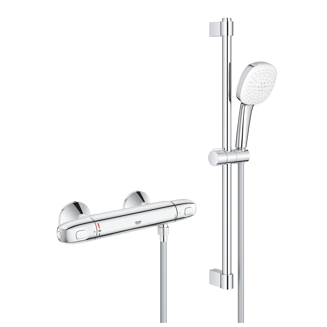 GROHE GROHTHERM 1000 sprchový set s termostatickou batériou, ručná sprcha s 2 prúdmi, tyč, hadica, Water Saving, chróm