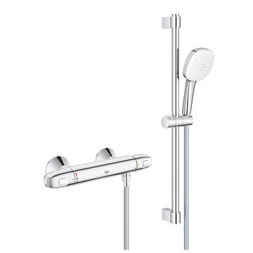 GROHE GROHTHERM 1000 sprchový set s termostatickou batériou, ručná sprcha s 2 prúdmi, tyč, hadica, Water Saving, chróm