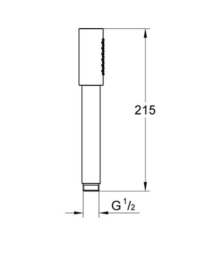 GROHE RAINSHOWER AQUA STICK ručná sprcha 215 mm, Water Saving, kartáčovaný hard graphite 26866AL0 Technický nákres