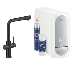 GROHE BLUE HOME drezová elektronická batéria, s filtračným a chladiacim zariadením, Bluetooth, napájanie zo siete, čierna