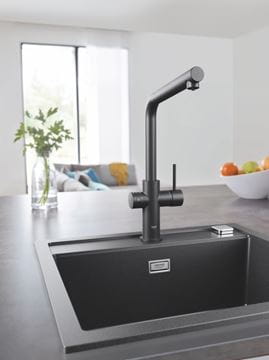 GROHE BLUE HOME drezová elektronická batéria, s filtračným a chladiacim zariadením, Bluetooth, napájanie zo siete, čierna 31454KS1 Obrázek - fotka
