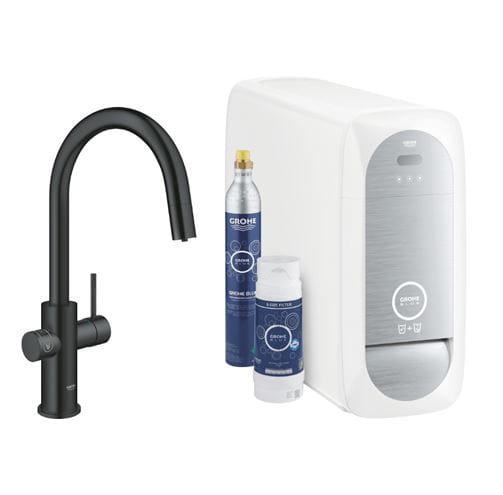 GROHE BLUE HOME drezová elektronická batéria, s vyťahovacou koncovkou, s filtračným a chladiacim zariadením, Bluetooth, napájanie zo siete, čierna 31541KS0 Obrázek - Hlavní obrázek