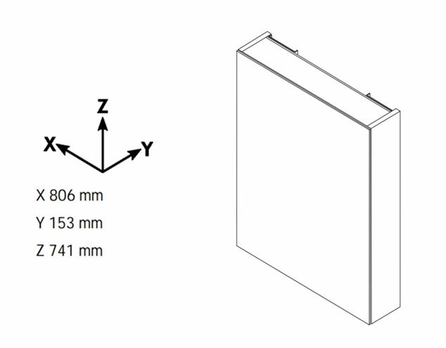 DŘEVOJAS ENZO GA2OE 80 zrkadlová skrinka 80,6x74,1x15,3 cm, osvetlenie s reguláciou stmievania, s vypínačom a el. zásuvkou, lamino/MDF, vysoko lesklá biela 59463 Technický nákres