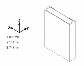 DŘEVOJAS ENZO GA2OE 80 zrkadlová skrinka 80,6x74,1x15,3 cm, osvetlenie s reguláciou stmievania, s vypínačom a el. zásuvkou, lamino/MDF, vysoko lesklá biela 59463 Technický nákres