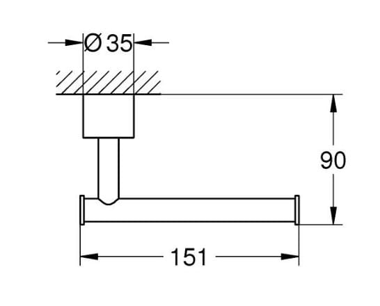 GROHE ATRIO držiak toaletného papiera, nástenný, brúsený hard graphite 40891AL0 Technický nákres