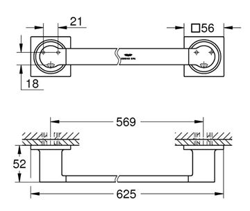 GROHE ALLURE držiak uterákov 600 mm, chróm 40341001 Technický nákres