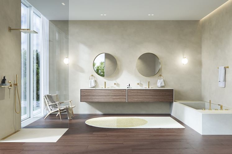 GROHE ALLURE umývadlová stojanková batéria, 3-otvorová, s odtokovou súpravou, Water Saving, brúsený cool sunrise 20188GN1 Obrázek - fotka
