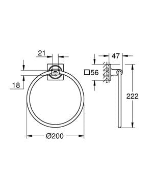 GROHE ALLURE držiak uteráka pr. 200 mm, brúsený warm sunset 40339DL1 Technický nákres