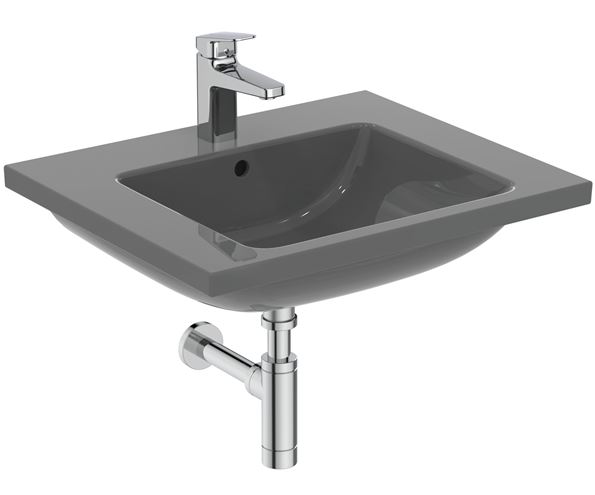 IDEAL STANDARD I.LIFE B umývadlo 61 cm, s otvorom pre batériu a prepadom, lesklá šedá T460558 Obrázek - fotka
