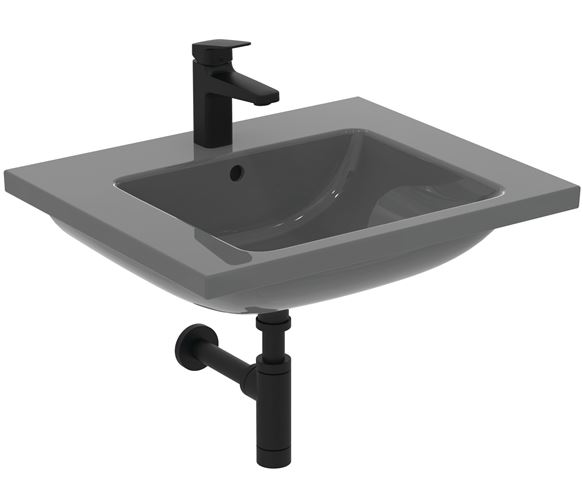 IDEAL STANDARD I.LIFE B umývadlo 61 cm, s otvorom pre batériu a prepadom, lesklá šedá T460558 Obrázek - fotka