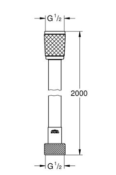 GROHE ROTAFLEX sprchová hadica 2000 mm, hladká, TwistStop, AntiFold, plast, chróm 28413002 Technický nákres