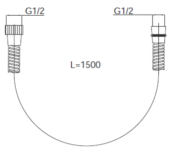 HERZ sprchová hadica 1500 mm, čierna UH12005B Technický nákres