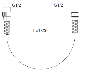 HERZ sprchová hadica 1500 mm, čierna UH12005B Technický nákres