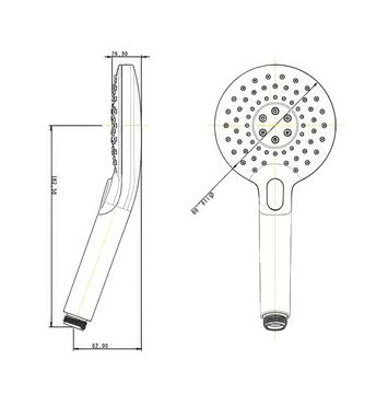 HERZ ručná sprcha pr. 110 mm, 3 prúdy, čierna UH12058B Technický nákres
