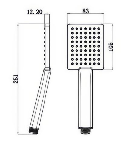 HERZ SQ ručná sprcha 105x105 mm, chróm UH12040 Technický nákres