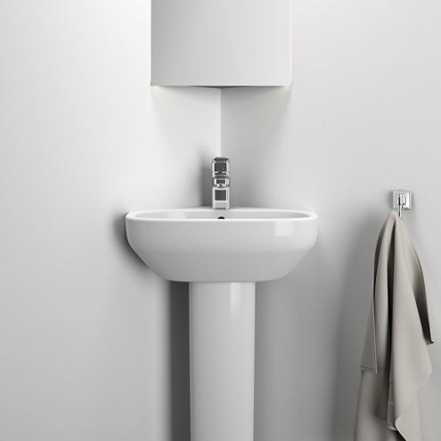 IDEAL STANDARD I.LIFE A umývadlo rohové 45 cm, s otvorom pre batériu a prepadom T471101 Obrázek - fotka