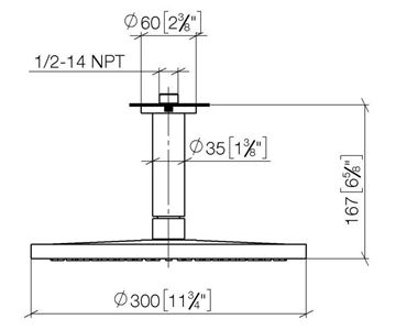 DORNBRACHT IMO horná sprcha pr. 300 mm, chróm 28 689 970-00 Technický nákres