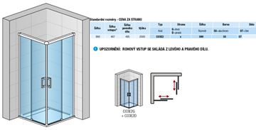 CONCEPT 300 STYLE sprchové dvere 90x200 cm, posuvné, ľavé, aluchróm/číre sklo CO3E2 G 090 50 07 Technický nákres