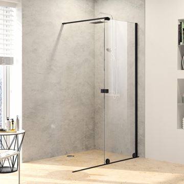 HÜPPE XTENSA PURE WALK-IN sprchové dvere 160x200 cm, posuvné, pravé, black edition/sklo číre XT0207.123.322 Obrázek - fotka