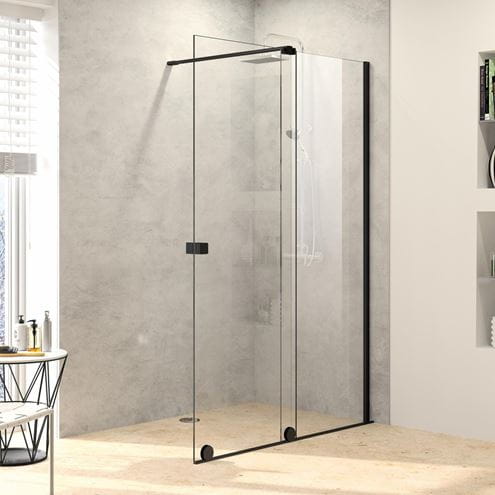 HÜPPE XTENSA PURE WALK-IN sprchové dvere 160x200 cm, posuvné, pravé, black edition/sklo číre XT0207.123.322 Obrázek - fotka