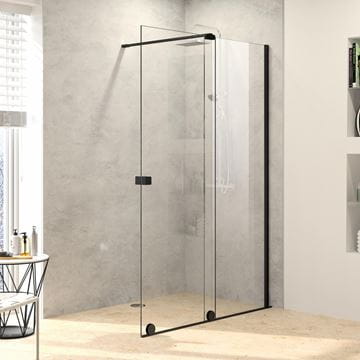 HÜPPE XTENSA PURE WALK-IN sprchové dvere 160x200 cm, posuvné, pravé, black edition/sklo číre XT0207.123.322 Obrázek - fotka
