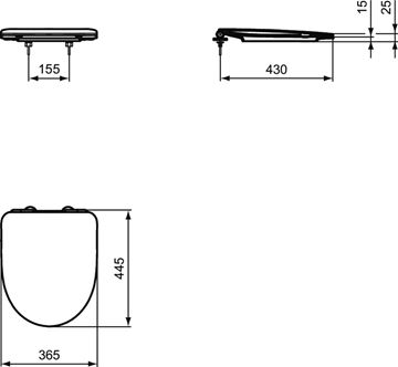 IDEAL STANDARD I.LIFE A WC sedadlo, SoftClose T467601 Technický nákres