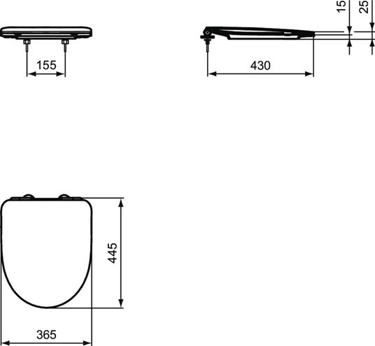 IDEAL STANDARD I.LIFE A WC sedadlo, SoftClose T467601 Technický nákres