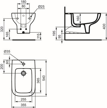 IDEAL ŠTANDARD I.LIFE A závesný bidet T471801 Technický nákres
