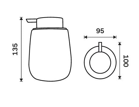 NIMCO TABO dávkovač tekutého mydla 425 ml, keramika, svetlo šedá TA 3131-04 Technický nákres