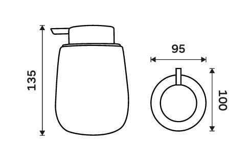 NIMCO TABO dávkovač tekutého mydla 425 ml, keramika, biela TA 3131-05 Technický nákres