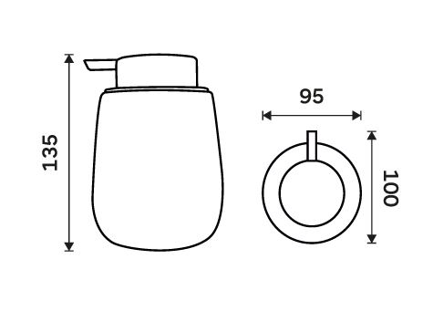 NIMCO TABO dávkovač tekutého mydla 425 ml, keramika, taupe TA 3131-07 Technický nákres