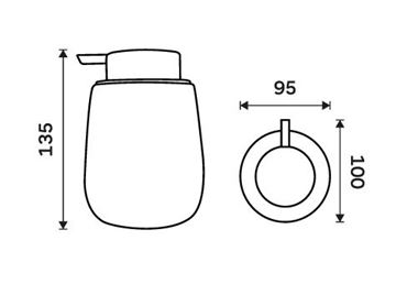 NIMCO TABO dávkovač tekutého mydla 425 ml, keramika, taupe TA 3131-07 Technický nákres