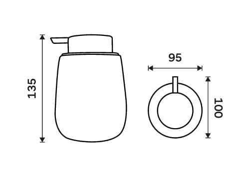 NIMCO TABO dávkovač tekutého mydla 425 ml, keramika, tmavo šedá TA 3131-08 Technický nákres
