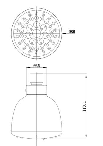 NOVASERVIS horná sprcha pr. 86 mm, chróm RUP/124,0 Technický nákres