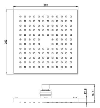 NOVASERVIS horná sprcha 202x202 mm, chróm RUP/220,0 Technický nákres