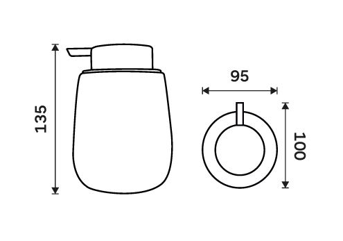 NIMCO TABO dávkovač tekutého mydla 425 ml, keramika, čierna TA 3131-90 Technický nákres