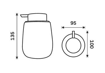 NIMCO TABO dávkovač tekutého mydla 425 ml, keramika, čierna TA 3131-90 Technický nákres