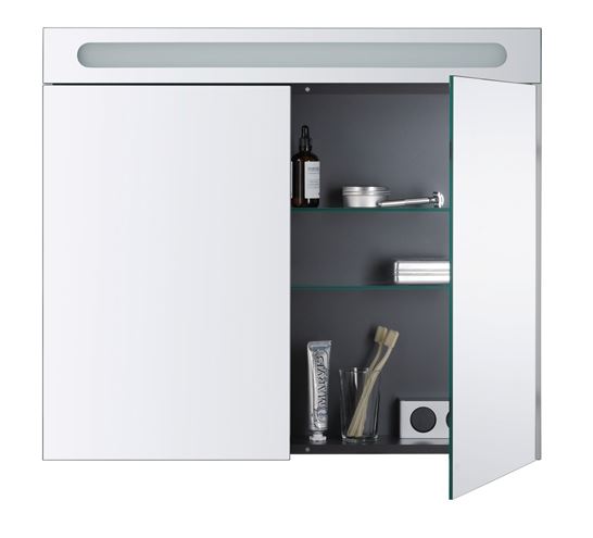 DURAVIT NO.1 zrkadlová skrinka 80x70x14,8 cm, osvetlenie, s vypínačom a el. zásuvkou, drevotrieska, matná biela N17921000000000 Obrázek - fotka
