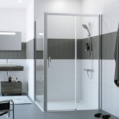 HÜPPE CLASSICS 2 EASYENTRY GT1200 sprchové dvere 120x200 cm, posuvné, pravé, strieborná pololesklá/sklo číre C25609.069.322 Obrázek - fotka