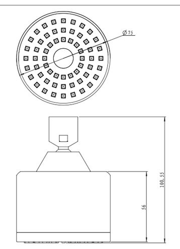NOVASERVIS horná sprcha pr. 75 mm, chróm RUP/141,0 Technický nákres