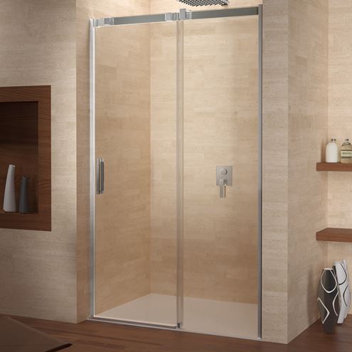 RIHO OCEAN O104 sprchové dvere140x195 cm, posuvné, kartáčovaný hliník/sklo číre G006003120 Obrázek - fotka