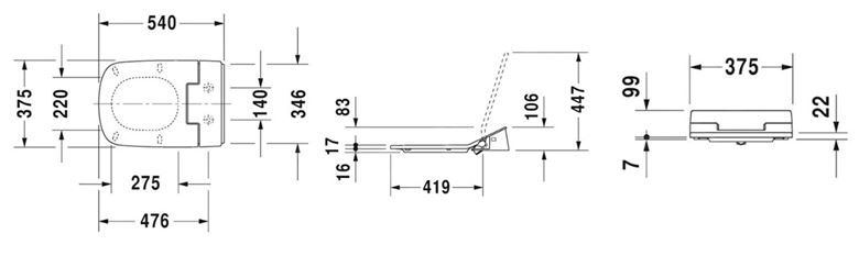 DURAVIT SENSOWASH SLIM bidetové sedátko, pre WC DuraStyle, SoftClose 611200002304300 Obrázek - fotka
