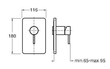CONCEPT 300 ROUND sprchová podomietková batéria, matná čierna CRIPH68613CON Technický nákres