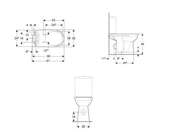GEBERIT SELNOVA COMFORT WC kombi misa, zadný odpad 500.284.01.5 Technický nákres